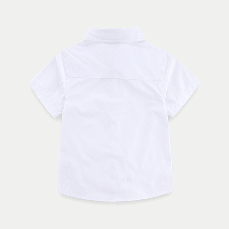 儿童短袖白色衬衫男童夏薄短袖白衬衣表演出服一件代发批发零售