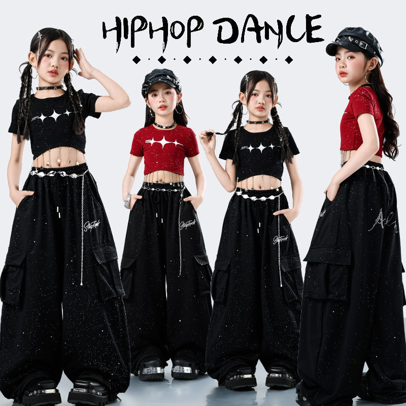 女童爵士舞服装街舞嘻哈潮服jazz舞蹈表演服女团演出服儿童走秀夏