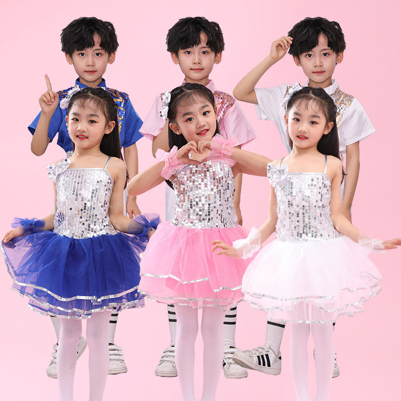 六一儿童演出服女童蓬蓬裙纱裙幼儿园亮片舞蹈服公主蝴蝶结表演服