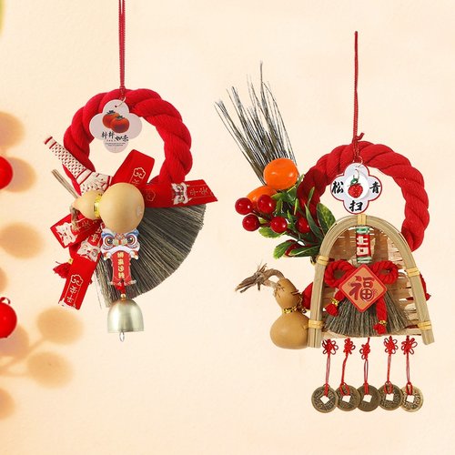 马年簸箕挂件入户门葫芦扫把挂饰2026新款春节过年布置新年装饰品