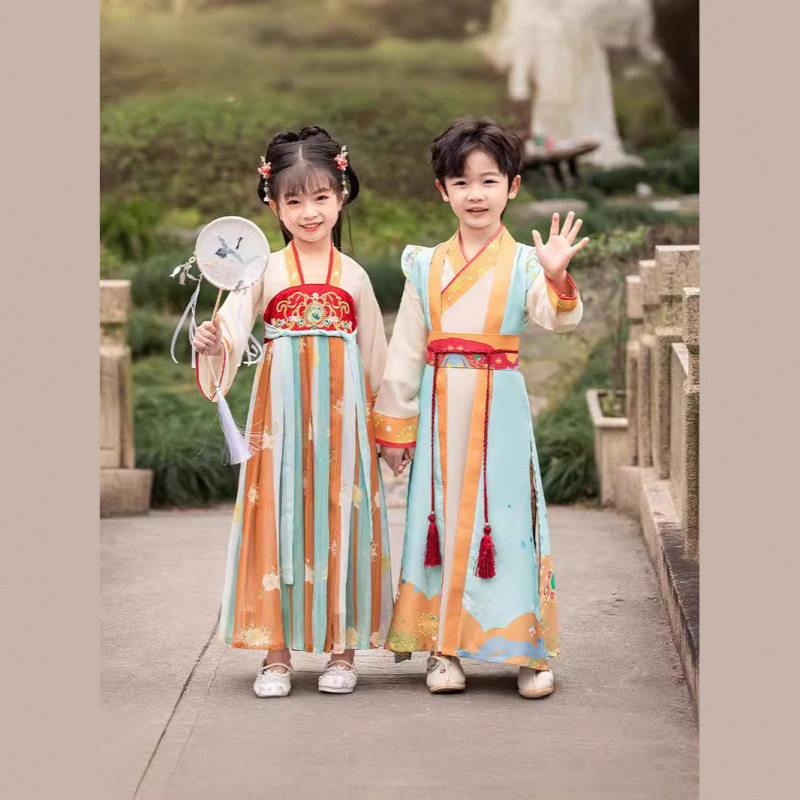儿童汉服男女童国学服书童中国风古装舞蹈表演合唱三字经演出服装