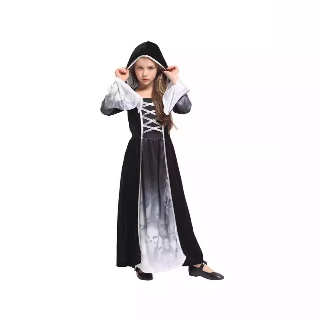 万圣节儿童奇特骷髅骨架鬼衣化妆舞会演出服装恐怖骷髅表演服现货