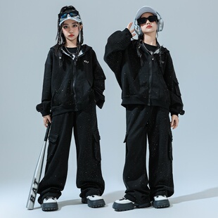 女童爵士舞服装jazz少儿女团潮酷舞蹈练功服宽松儿童街舞演出套装