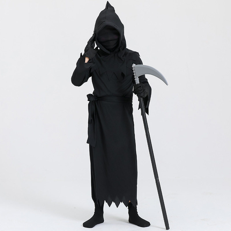 新款儿童万圣节cos服死神服装跨境cosplay发光眼镜衣服舞台表演服