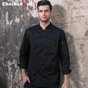 厨师长工作服长袖西餐厅厨房衣服厨衣饭店后厨工装男厨师服秋冬装