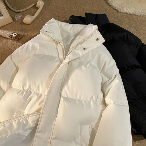 纯色羽绒棉服女大码宽松