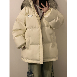 冬季大毛领连帽棉服女胖mm大码宽松棉衣显瘦学生保暖御寒棉袄外套