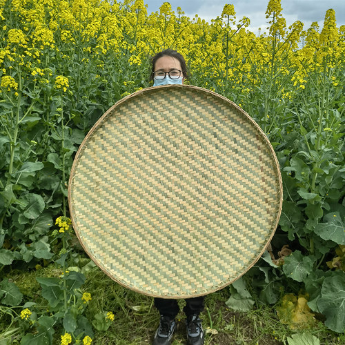 竹编圆形簸箕纯手工制作干货晾晒