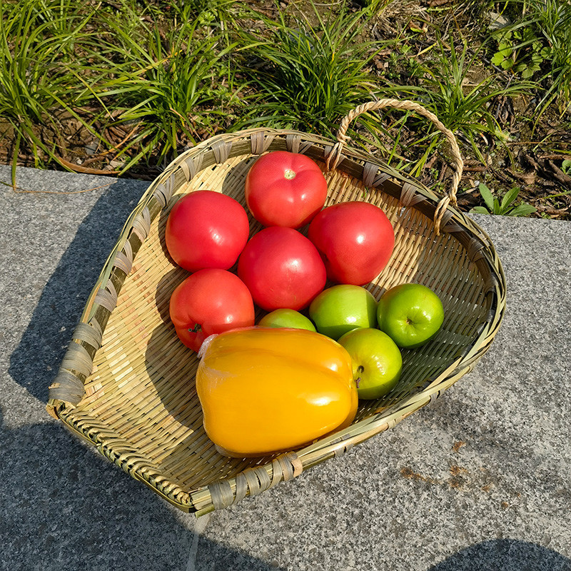 手工竹编制品竹簸箕竹筐篮竹筛子馒头收纳箩筐水果洗菜农家用沥水