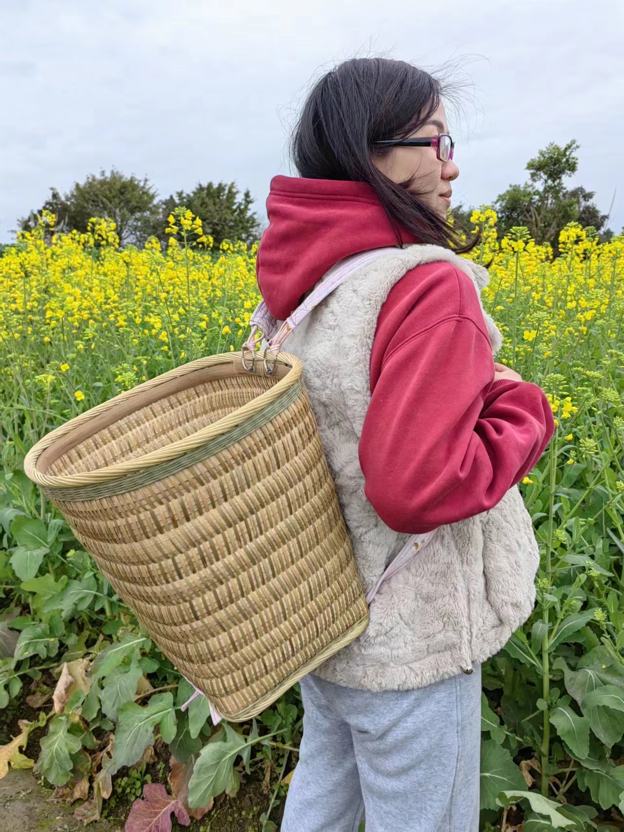 竹编背筐纯手工收纳四川背篓