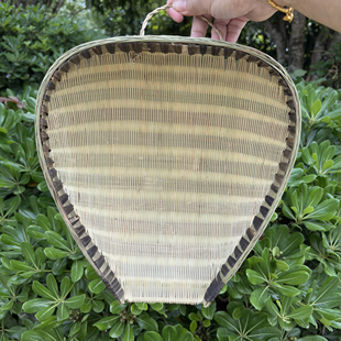 竹编簸箕手工青皮竹筲箕厨房洗菜沥水竹筐晾晒装饰家用竹篮方筲箕