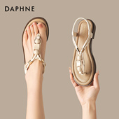 达芙妮法式 平底不累脚罗马沙滩凉拖鞋 夹趾一脚蹬凉鞋 女2026年新款