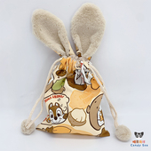 蜜袋鼯抽绳外出包豆豆绒内衬不锈钢透气孔 奇奇蒂蒂兔耳朵外带