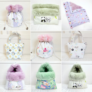 蜜袋鼯獭兔毛窝睡袋吊床水桶真兔毛外带包松鼠狐獴水桶抽绳外出包
