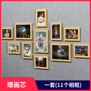 客厅照片墙NBA篮球星勇士队库里海报挂画宿舍卧室酒吧相框装 饰画