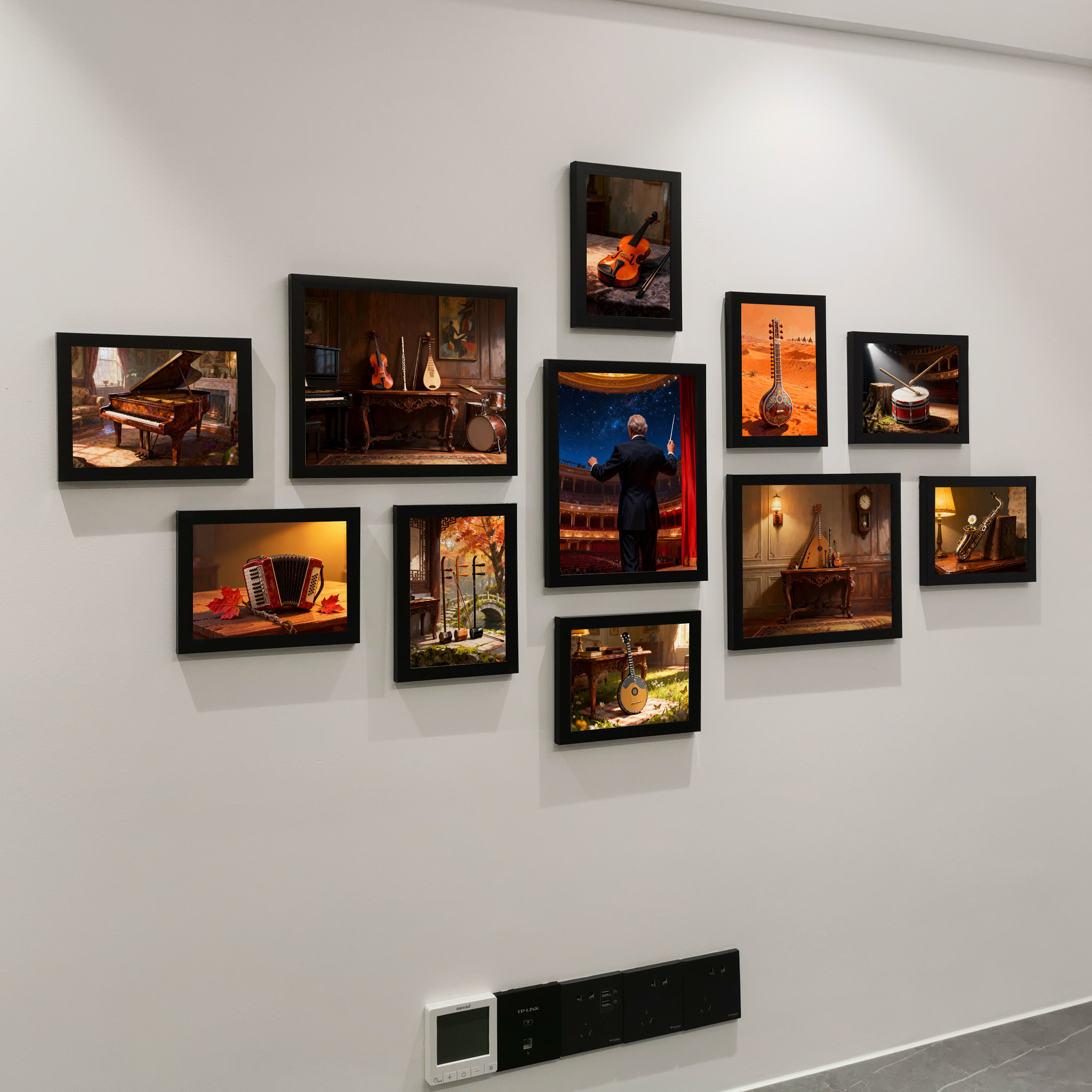 装饰相框钢琴行乐器音乐家学校教室壁挂画复古有框画怀旧照片墙