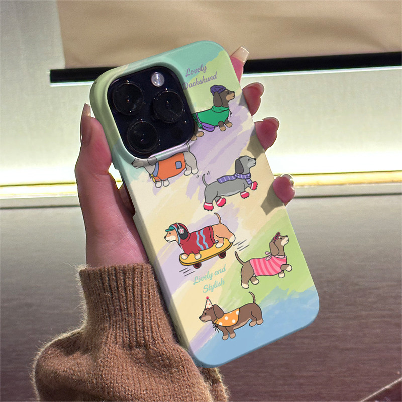腊肠狗 适用iPhone16ProMax手机壳15Pro半包磨砂菲林硬壳全包边苹果14ProMax个性13时尚12简约11/XR/XSMAX