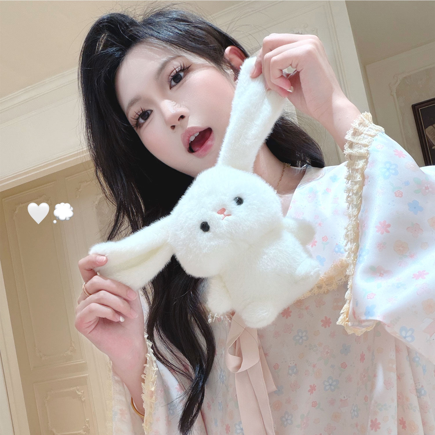 斐妤美【桃雾碎樱】冰丝睡衣女小碎花春夏季两件套家居服长袖套装
