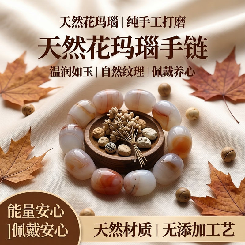天然花玛瑙手链 玛瑙手链 白玛瑙手链 红玛瑙手链 天然玛瑙手链