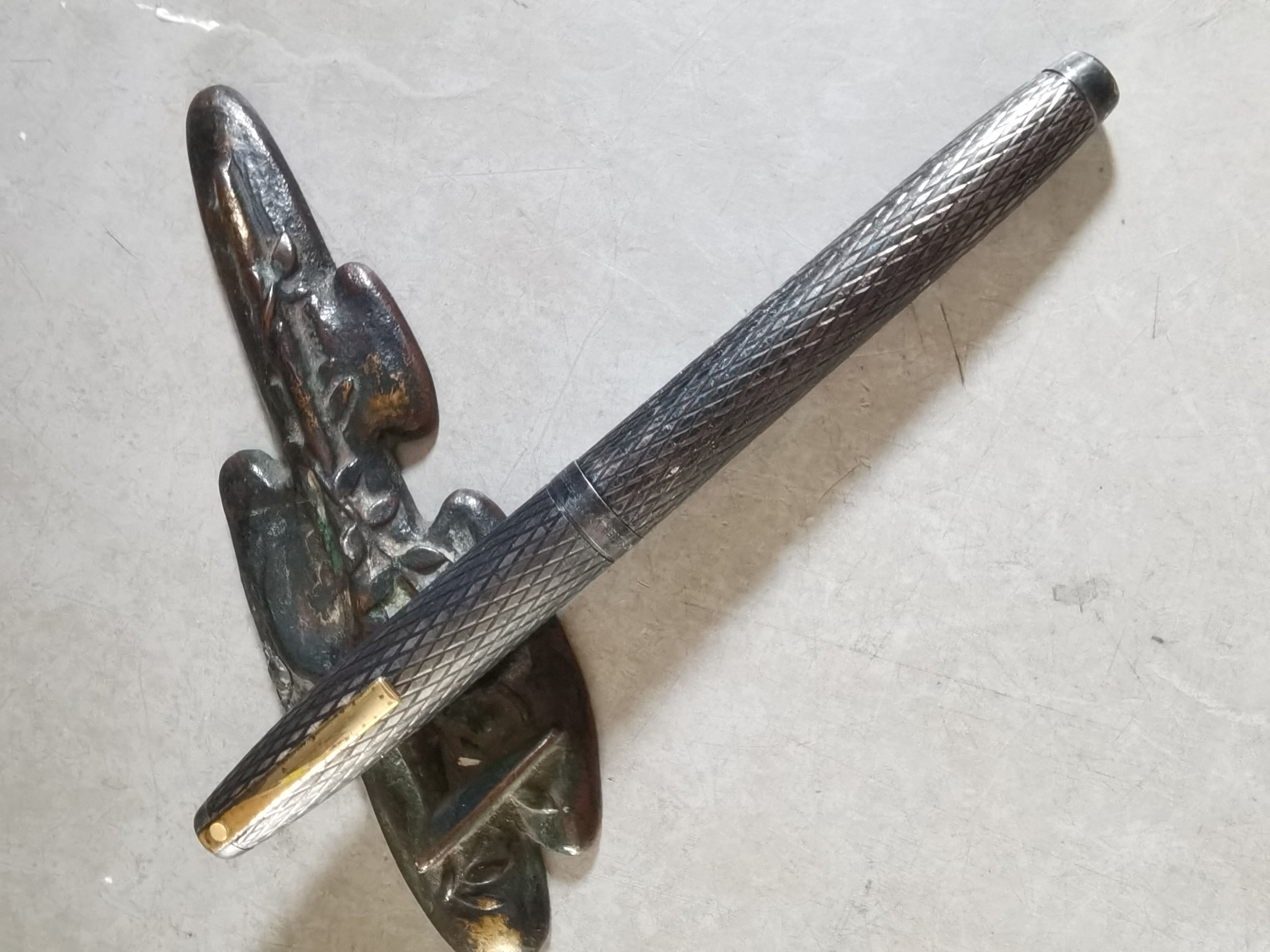 阅古斋日本回流美国犀飞利正品二手纯银帝国14K金笔学生钢笔包邮