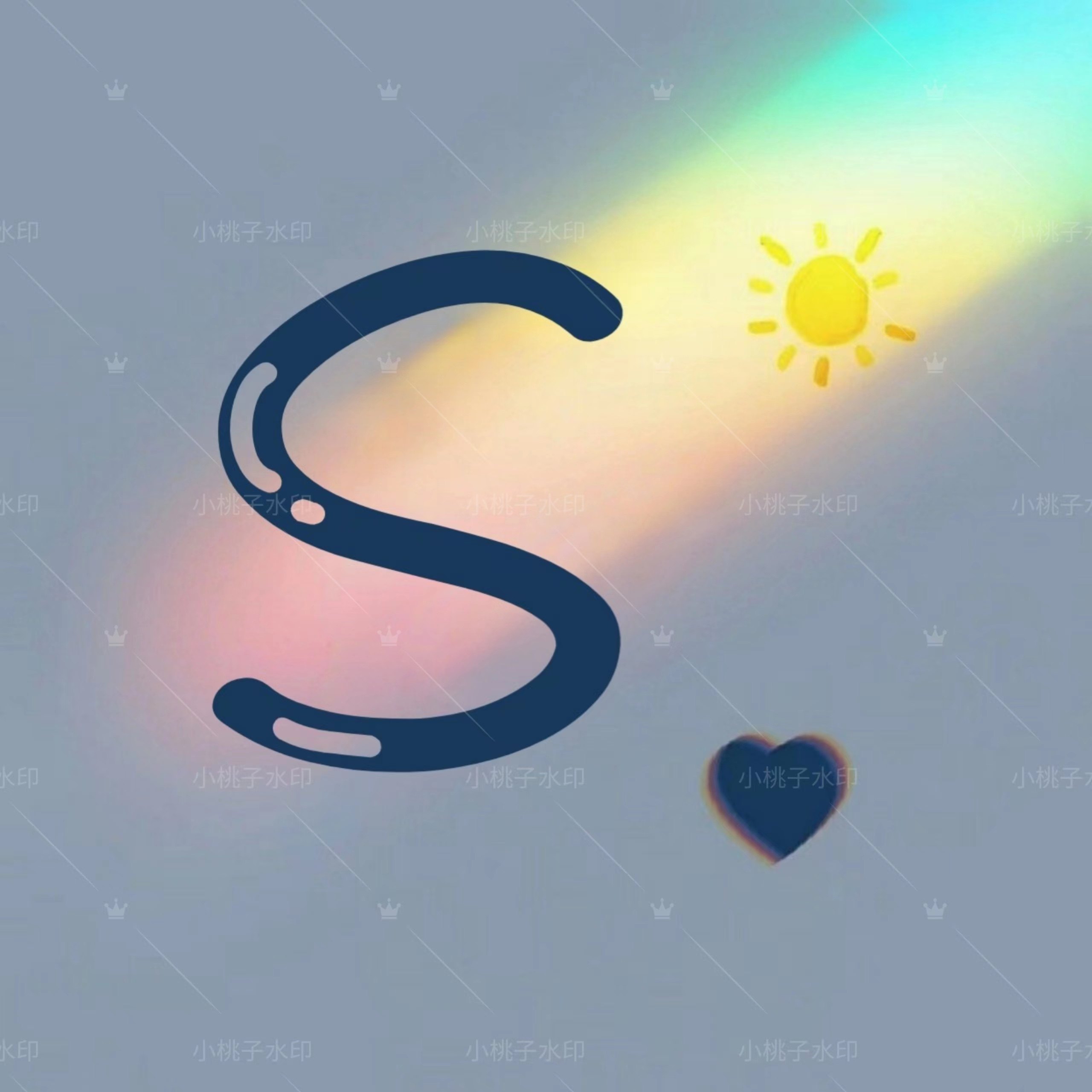 小红书抖音同款简约字母姓氏头像卡通背景图2023微信头像定制设计