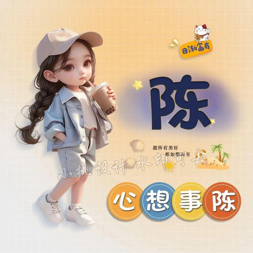 微信小红书抖音直播间同款姓氏谐音梗头像背景图片制作定制设计