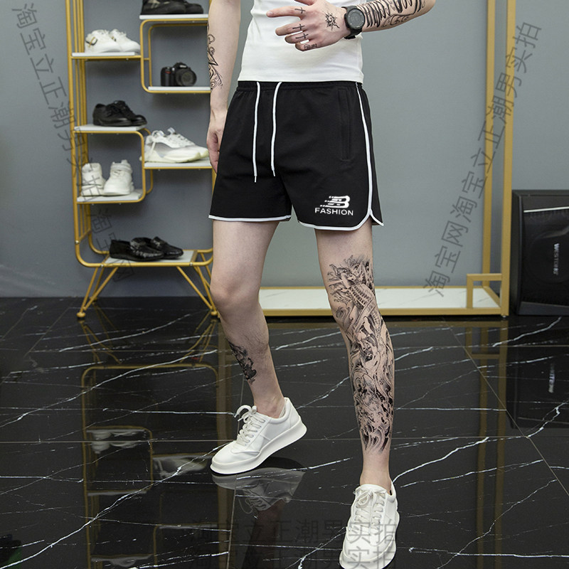 夏薄款纯棉短裤男士运动三分裤外穿潮牌休闲弹力四分沙滩裤大裤衩