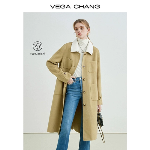 Vega Chang 100%Gaobaao Австралийский шерстяной шерстяной шерстяное пальто