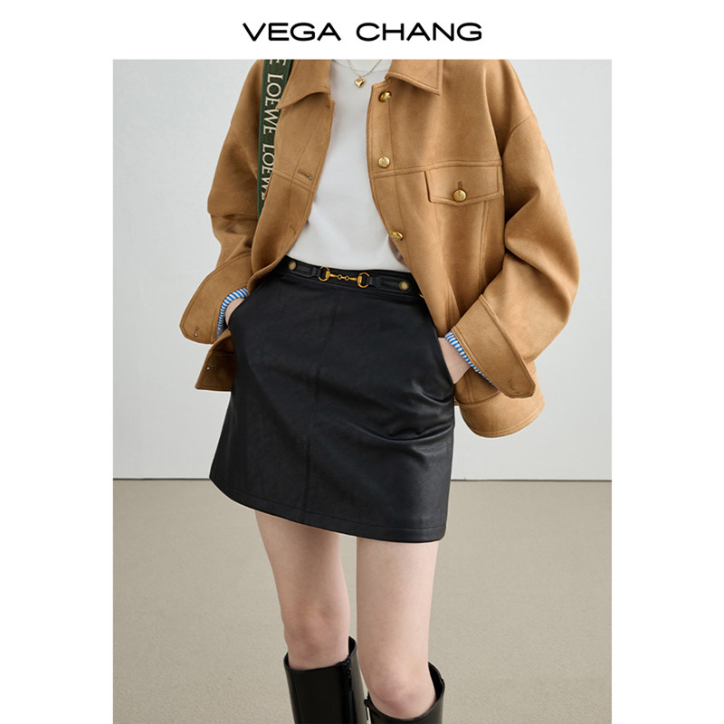 VEGA CHANG黑色半身裙女2023春秋款高级感显瘦气质皮裙包臀短裙子怎么看?