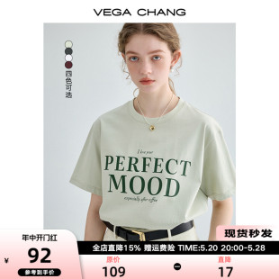 t恤女夏装 2024年新款 CHANG短袖 VEGA 设计感小众字母印花T恤上衣