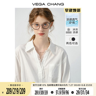 2025年秋裝 新款 CHANG白色襯衫 歐若風蕾絲薄款 寬松上衣 女長袖 VEGA