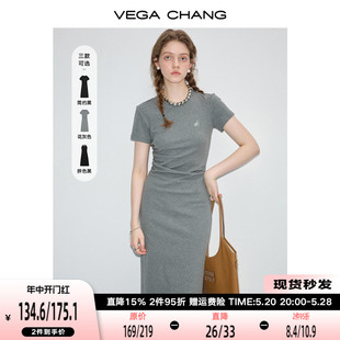 显瘦气质减龄长裙高级感t恤裙 新款 CHANG连衣裙女2024年夏季 VEGA