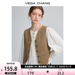 复古上衣ins潮 马甲背心女2024春秋美拉德穿搭时尚 CHANG短款 VEGA