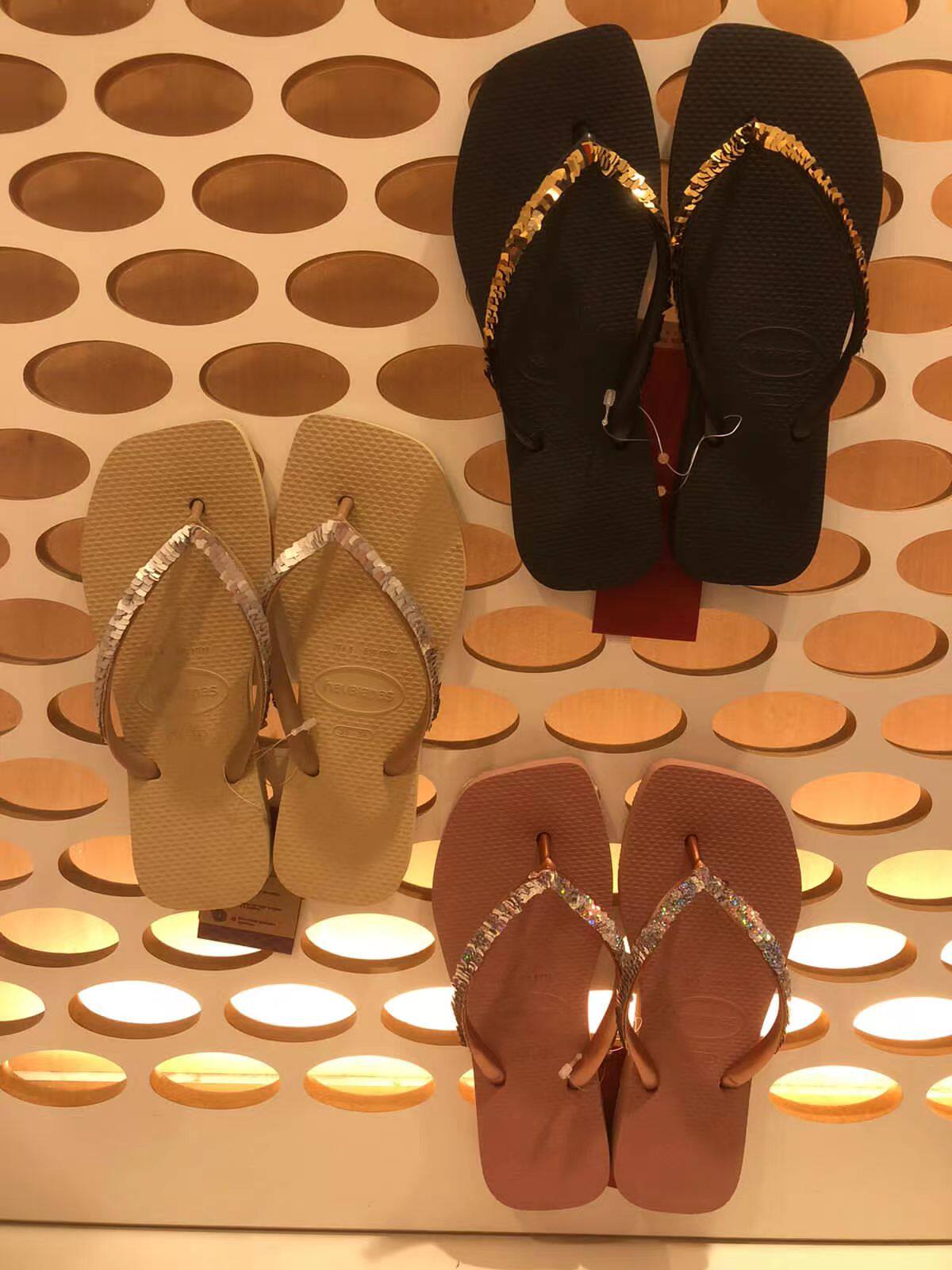 2023款巴西专柜正品 havaianas哈瓦那魔术闪片鞋带女士方头人字拖