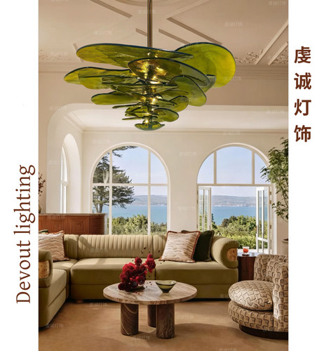法式玫瑰花精致手工玻璃复古风格客厅餐厅卧室别墅创意样板间吊灯