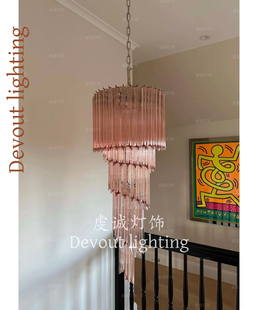 意大利水晶吊灯轻奢别墅复式楼梯螺旋灯酒店餐厅中空高挑