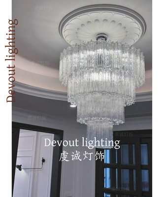 法式MURANO玻璃南洋中古客厅穆拉诺轻奢水晶餐厅复古别墅楼梯吊灯