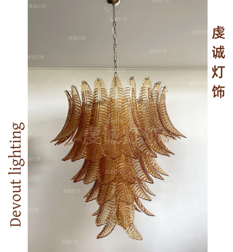 法式中古风玻璃吊灯设计师款复古客厅餐厅卧室灯挑高灯具