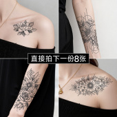 玫瑰花草本纹身贴女防水持久高级感果汁锁骨胸前手臂腿部图案贴纸