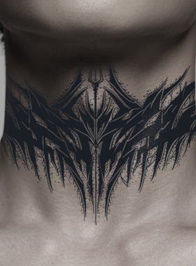 暗黑系炫酷脖子纹身贴男持久防水高级感哥特风几何男生草本纹身贴