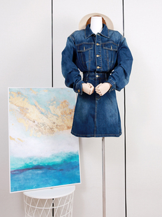 小个子2024年春秋新款牛仔连体裙女高级感收腰显瘦套装气质连衣裙