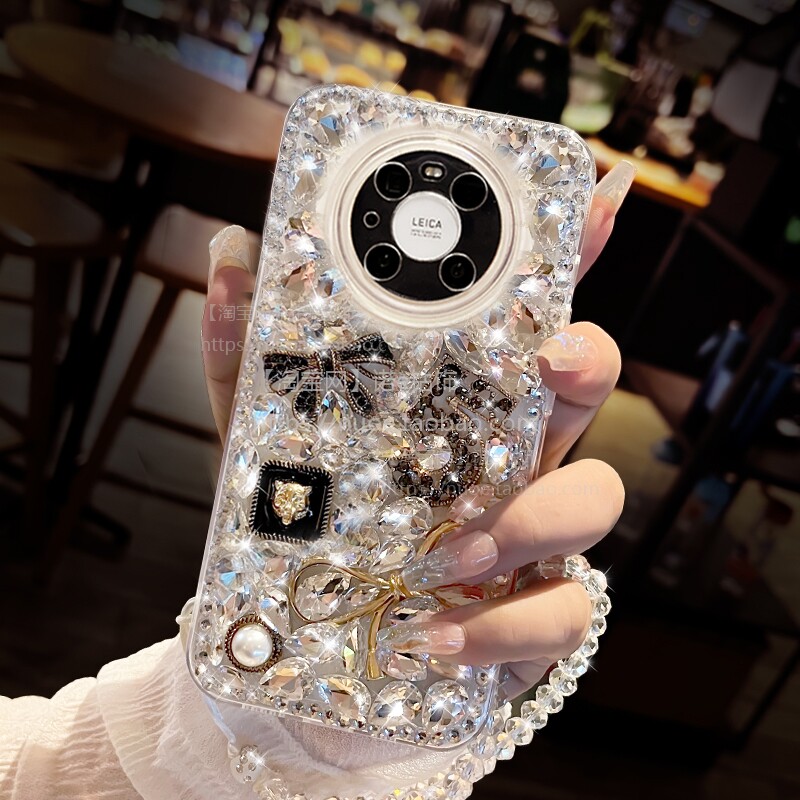 适用华为mate70手机壳个性mate50气质满钻30pro带手链40pro+摄像头mate60全包防摔mate20X透明外壳女神新款潮
