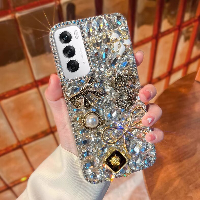 适用opporeno12手机壳女新款reno11高级感奢华满钻Reno12Pro全包防摔reno9/8水钻A2硅胶外壳A3Pro创意A58潮A1