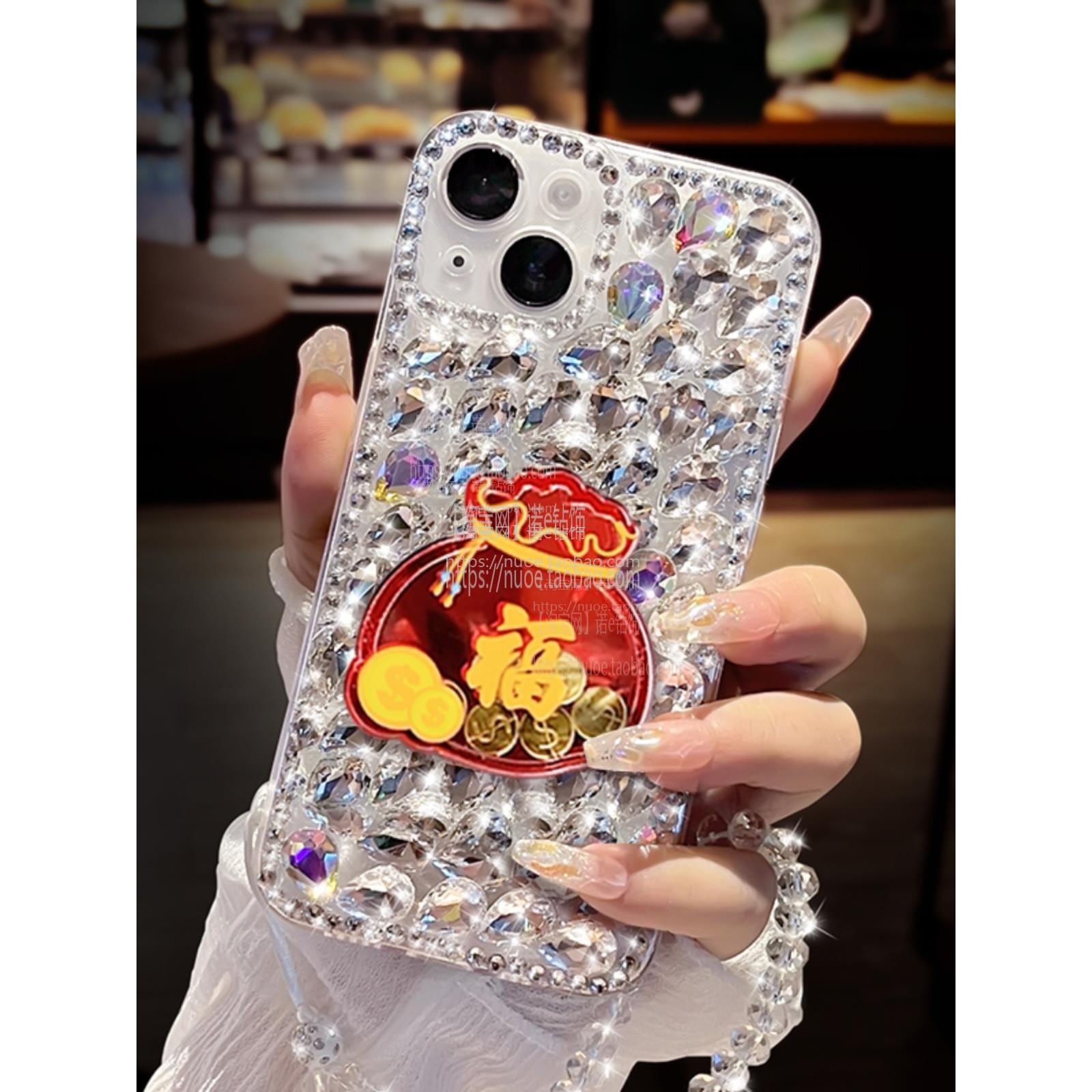 闪钻蛇年福袋适用苹果16promax手机壳iPhone14全包摄像头保护15plus带挂绳软套13高档女新款12奢华XR创意7潮8