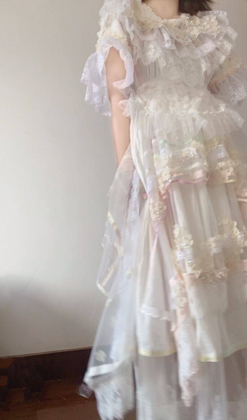 ｛售罄｝花嫁系列vintage remake古着大摆花瓣连衣裙