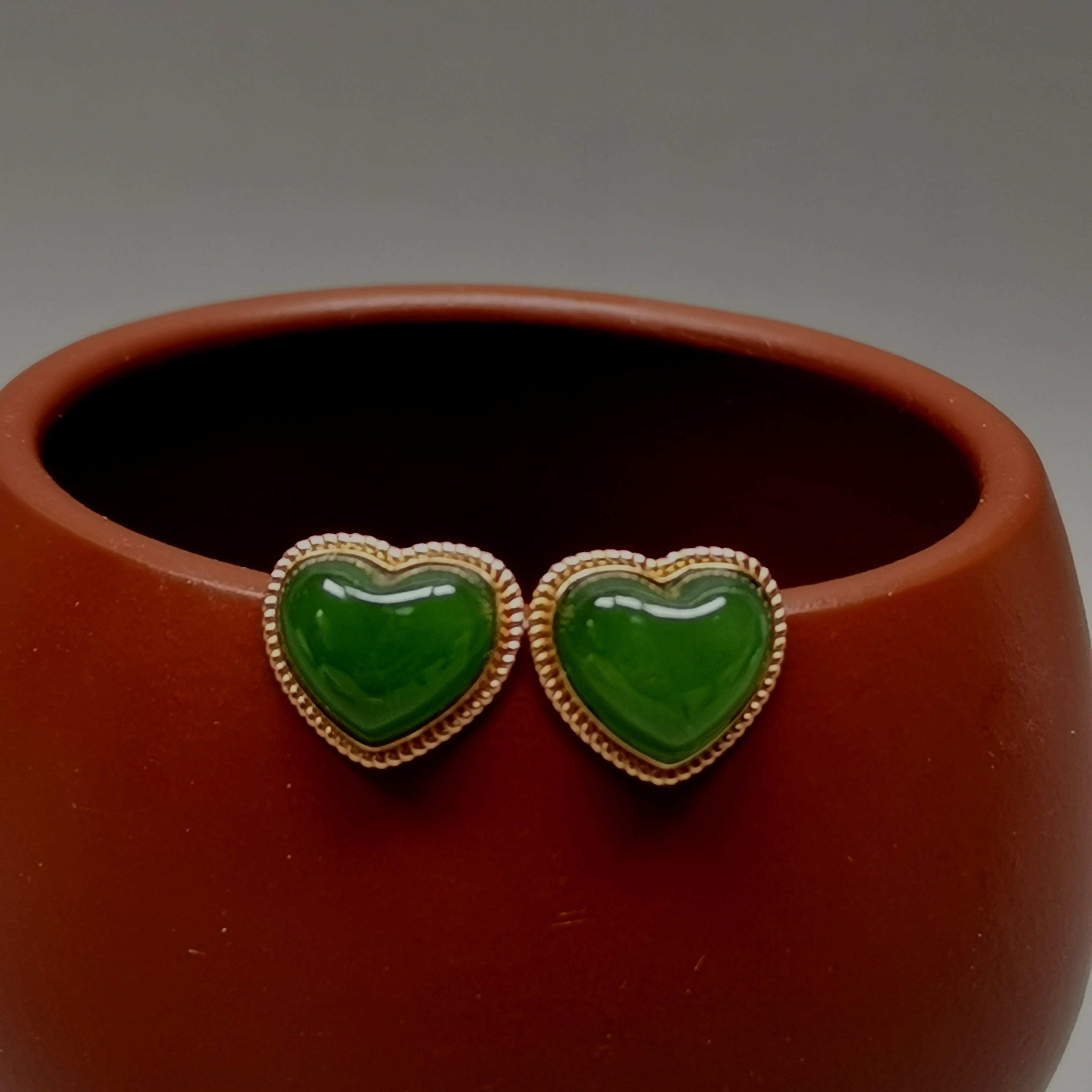 22年老店天然和田玉碧玉爱心18k金镶嵌耳钉耳饰编号y101,珠宝/钻石/翡翠,耳饰,淘宝优惠券,粉丝福利购,淘宝优惠卷