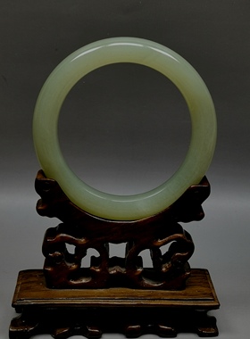 瑕疵特价天然和田玉晴水手镯56mm圈口女款玉镯编号5607