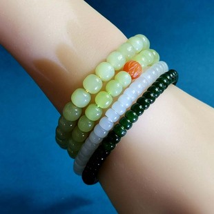 21年老店天然和田玉碧玉手串6mm直切手链俄罗斯菠菜绿玉饰品