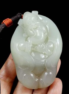 特价天然和田玉财神把件摆件