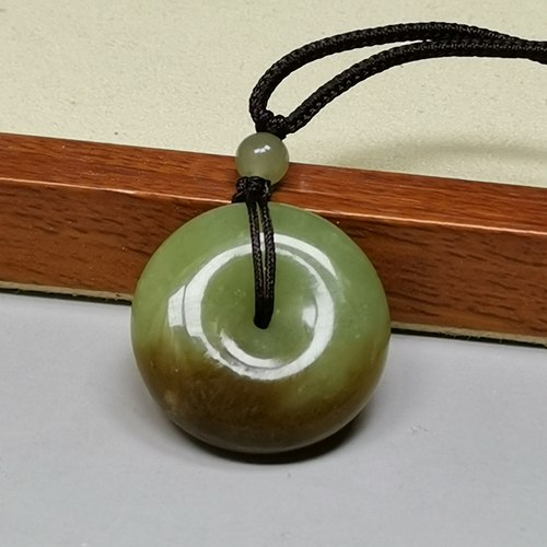 天然和田玉糖青玉平安扣吊坠